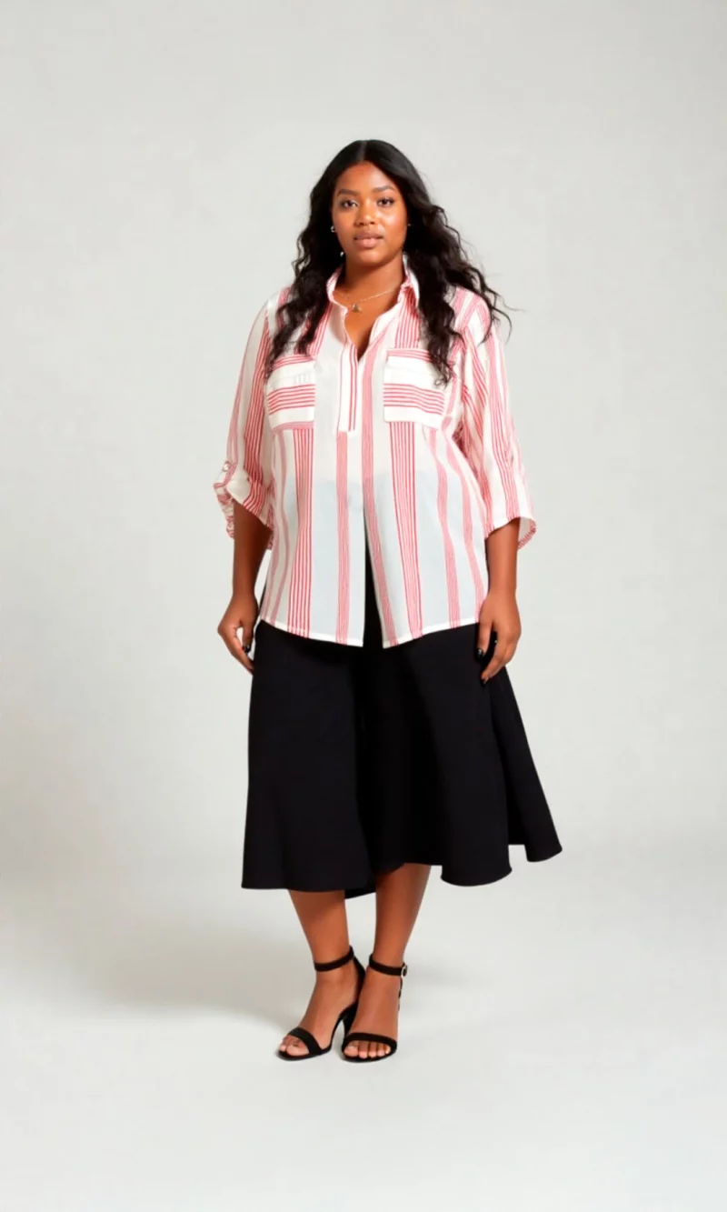 Blusa mujer manga 3/4 rayas - Imagen 2