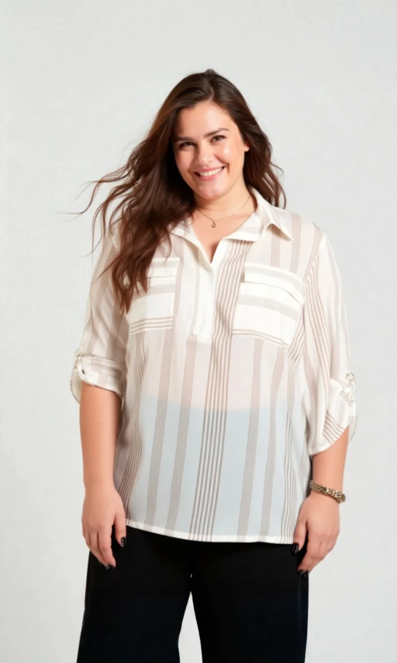 Blusa mujer manga 3/4 rayas - Imagen 4