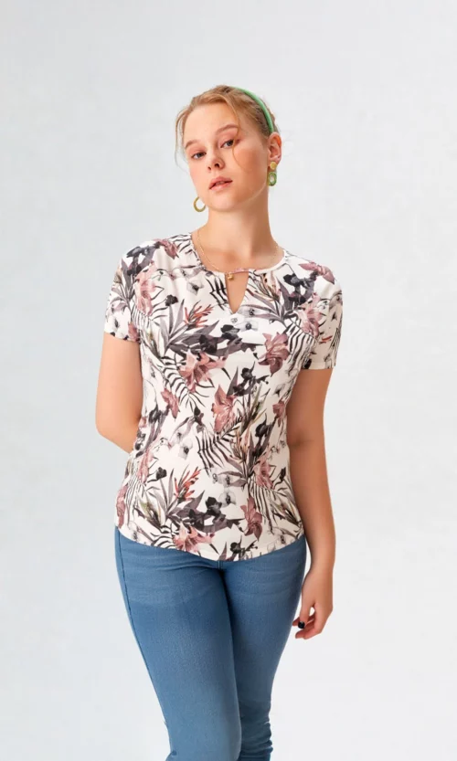 Camiseta mujer manga corta estampada