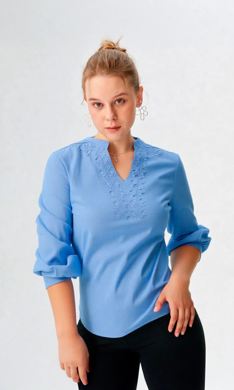 Blusa mujer manga 3/4 unicolor - Imagen 2
