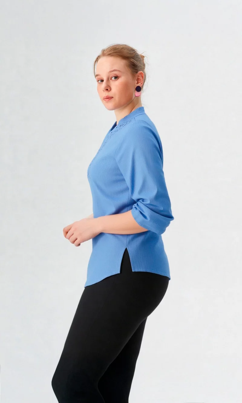 Blusa mujer manga 3/4 unicolor - Imagen 3