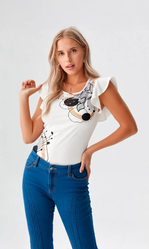 Camiseta mujer manga corta estampada