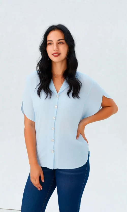 Blusa mujer manga corta unicolor
