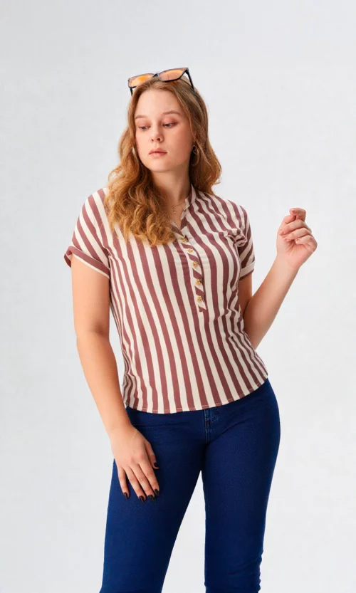 Blusa mujer manga corta rayas