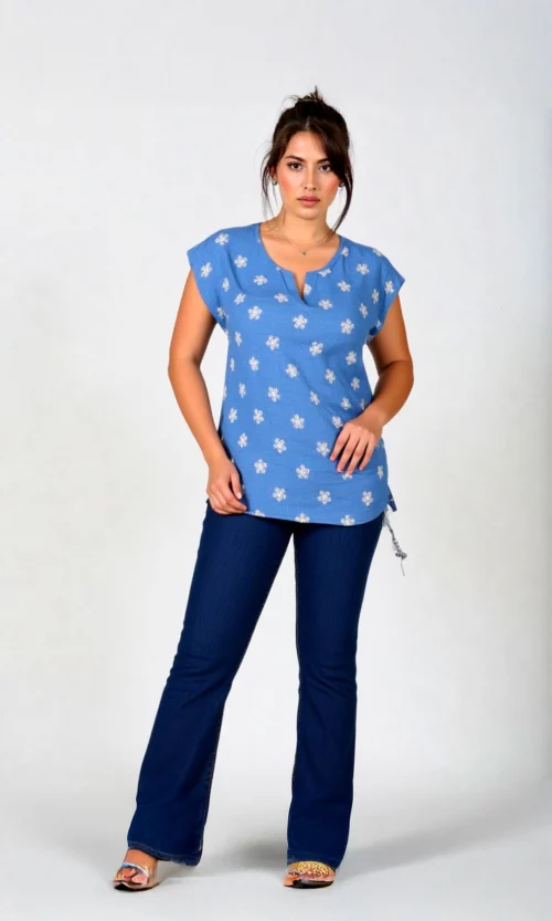 Blusa mujer manga corta unicolor