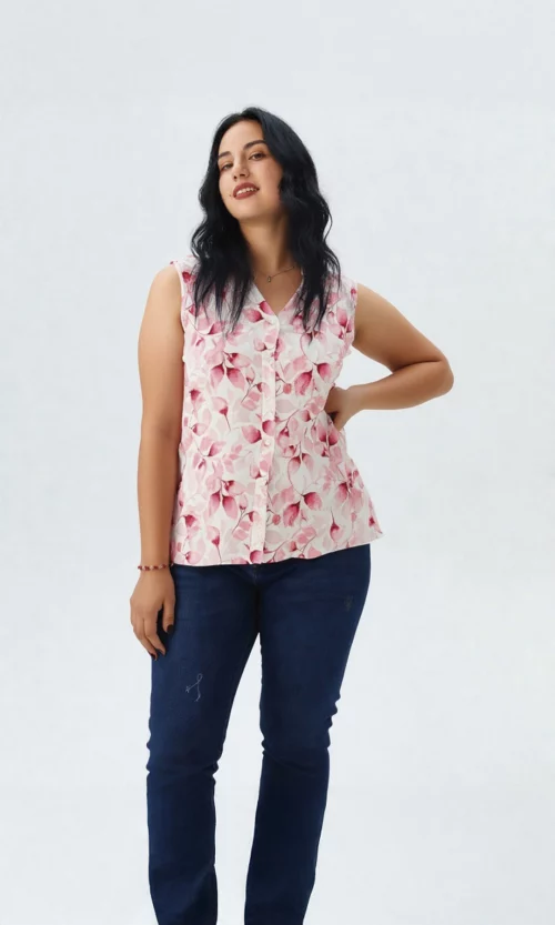 Blusa mujer manga sisa estampada
