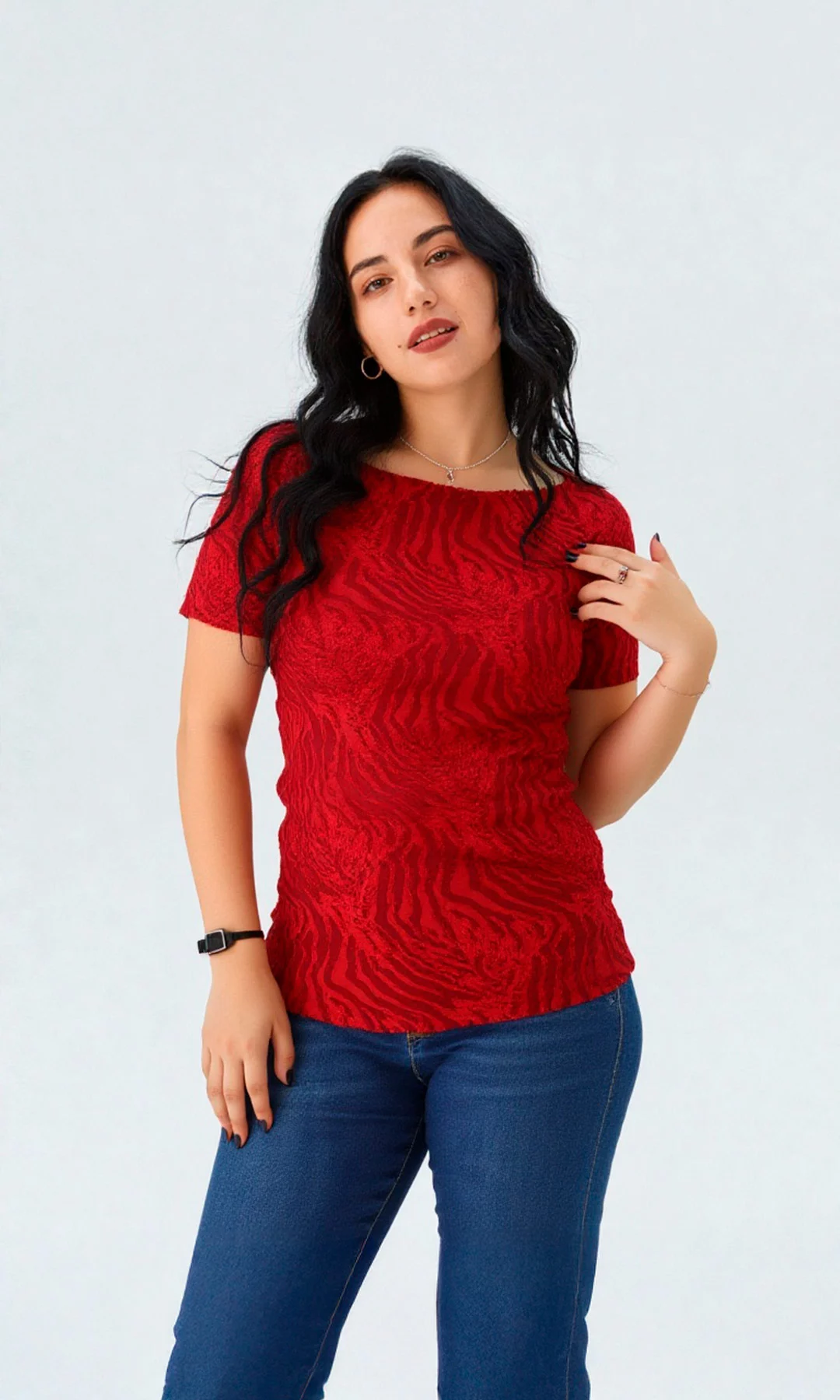 Camiseta mujer manga corta unicolor