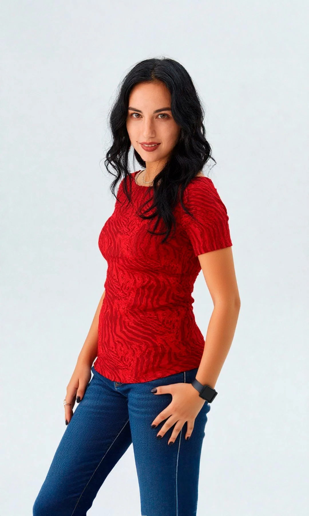 Camiseta mujer manga corta unicolor - Imagen 2