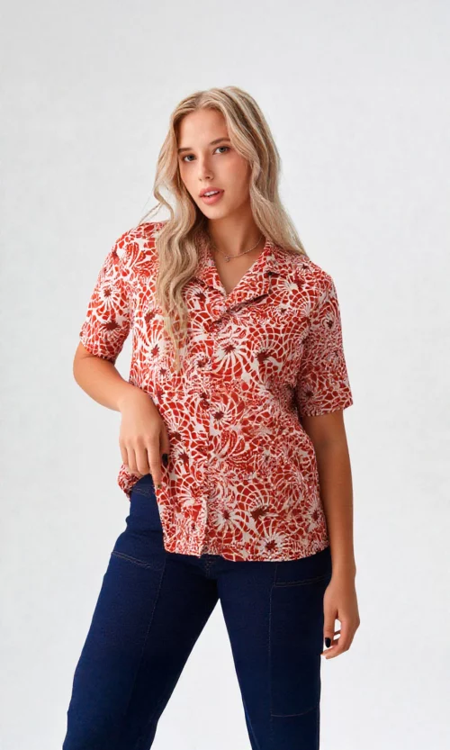 Blusa mujer manga corta estampada