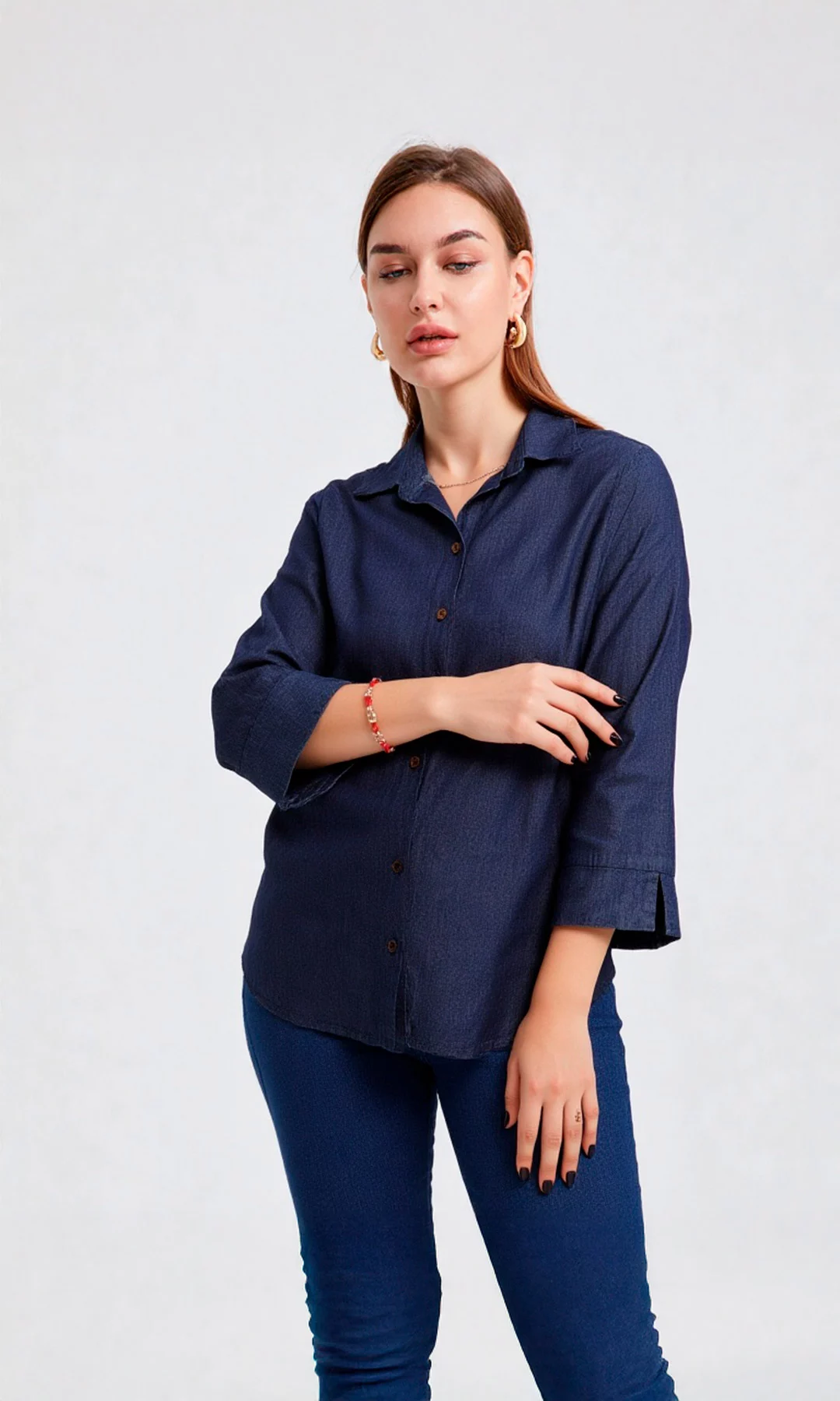 Blusa mujer manga 3/4 unicolor - Imagen 6