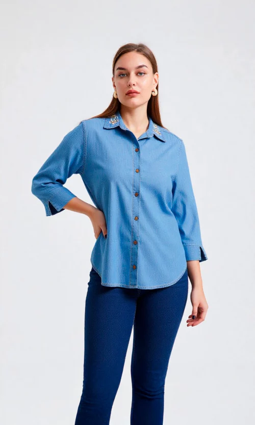 Blusa mujer manga 3/4 unicolor