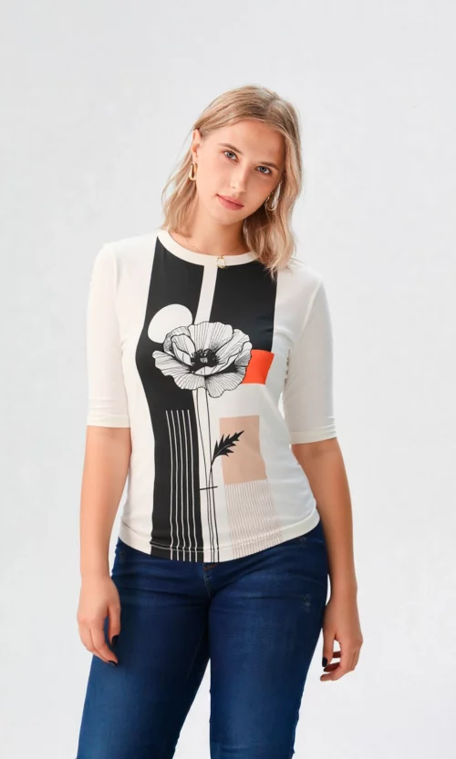 Camiseta mujer manga 3/4 estampada