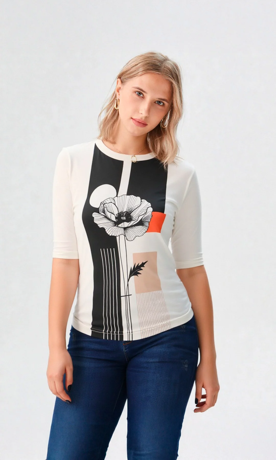 Camiseta mujer manga 3/4 estampada