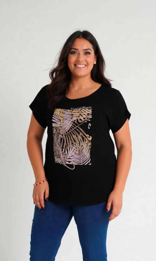 Camiseta mujer manga corta estampada