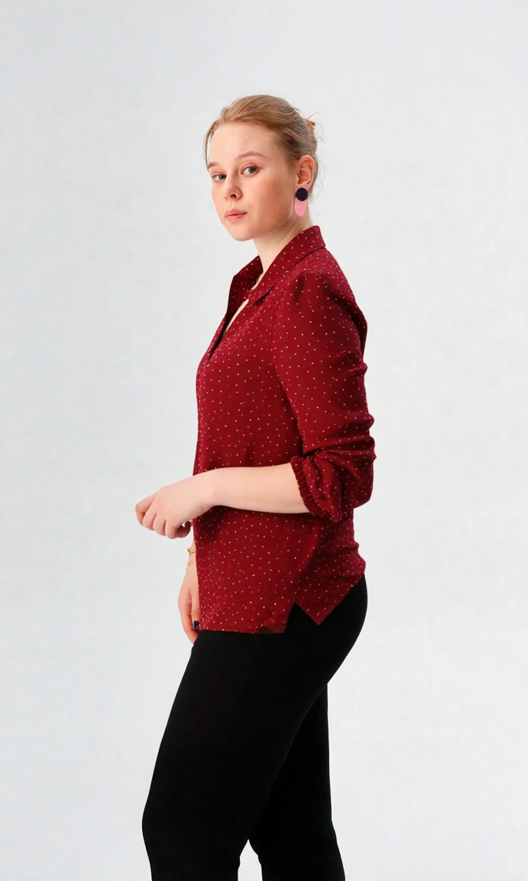 Blusa mujer manga 3/4 unicolor - Imagen 3