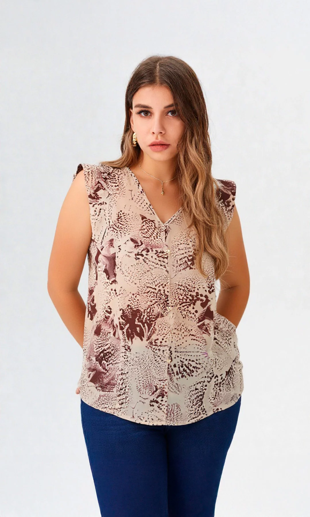 Blusa mujer manga sisa estampada
