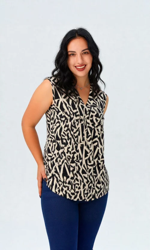 Blusa mujer manga sisa estampada