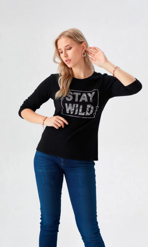 Camiseta mujer manga 3/4 estampada