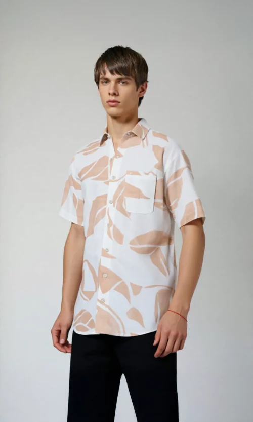 Camisa hombre manga corta estampada