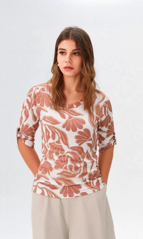 Camiseta mujer manga 3/4 estampada