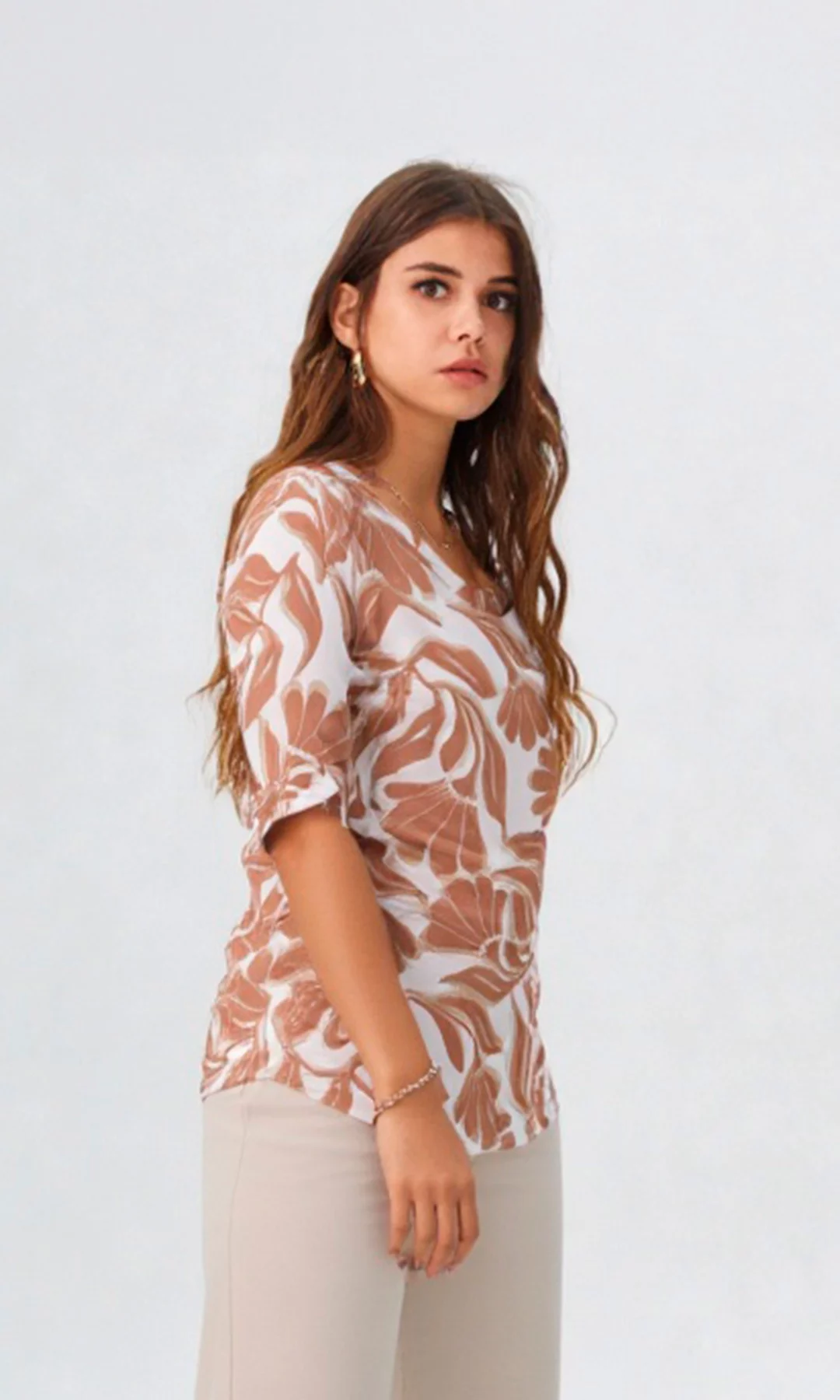 Camiseta mujer manga 3/4 estampada - Imagen 2