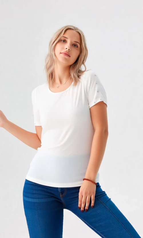 Camiseta mujer manga corta unicolor