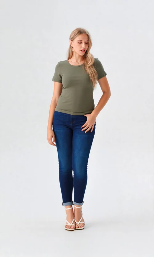 Camiseta mujer manga corta unicolor