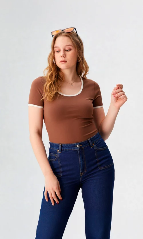 Camiseta mujer manga corta unicolor