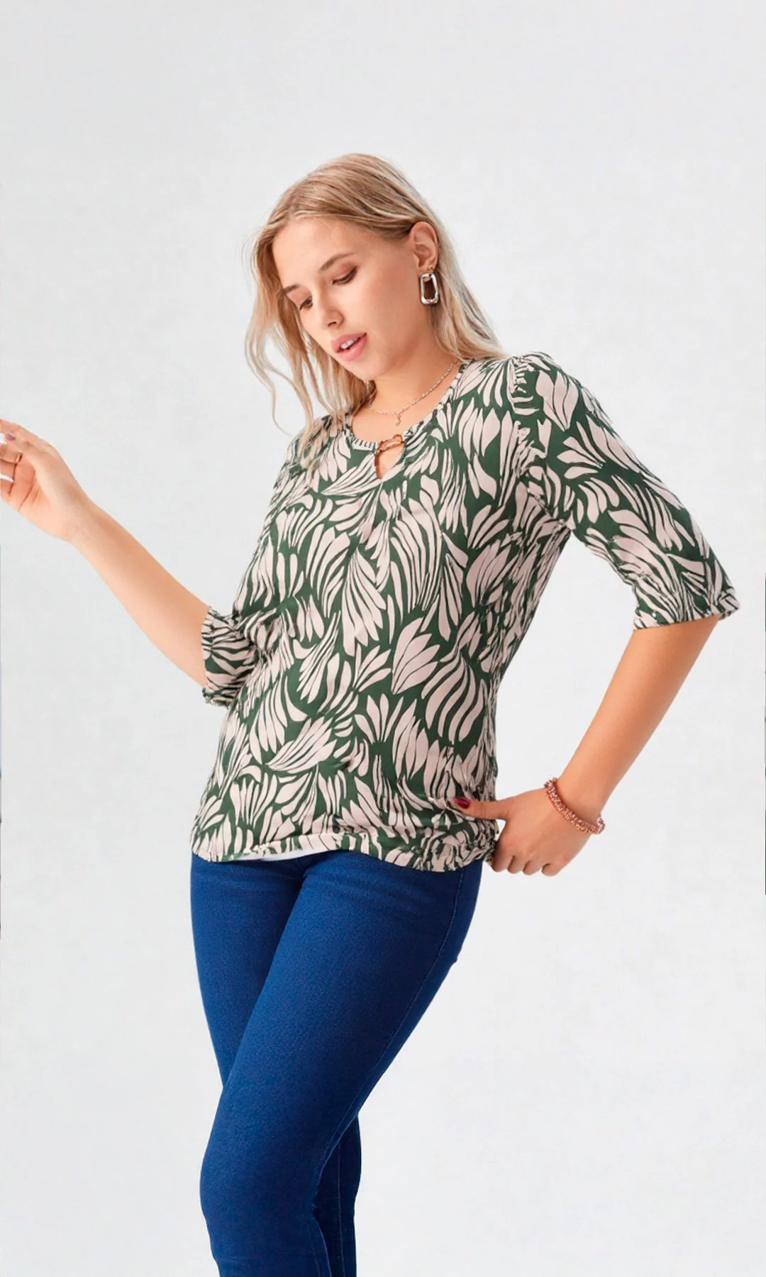 Camiseta mujer manga 3/4 estampada - Imagen 2