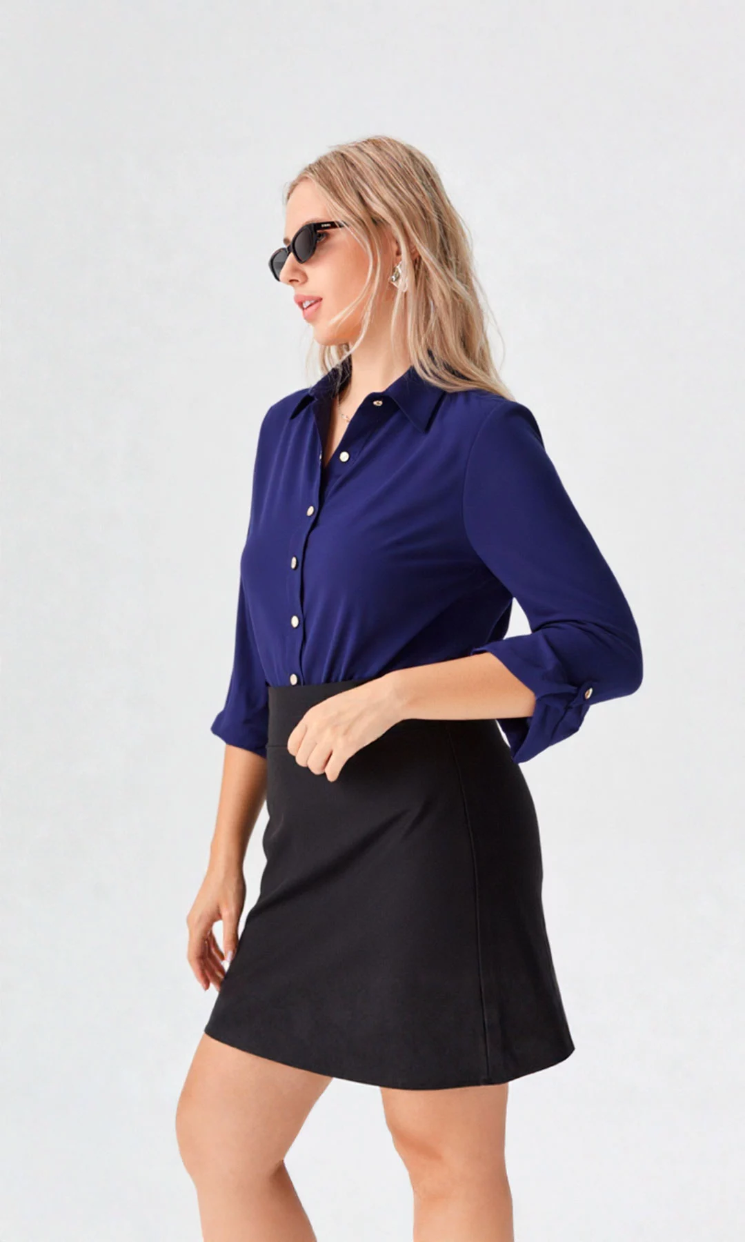 Blusa mujer manga 3/4 unicolor - Imagen 6