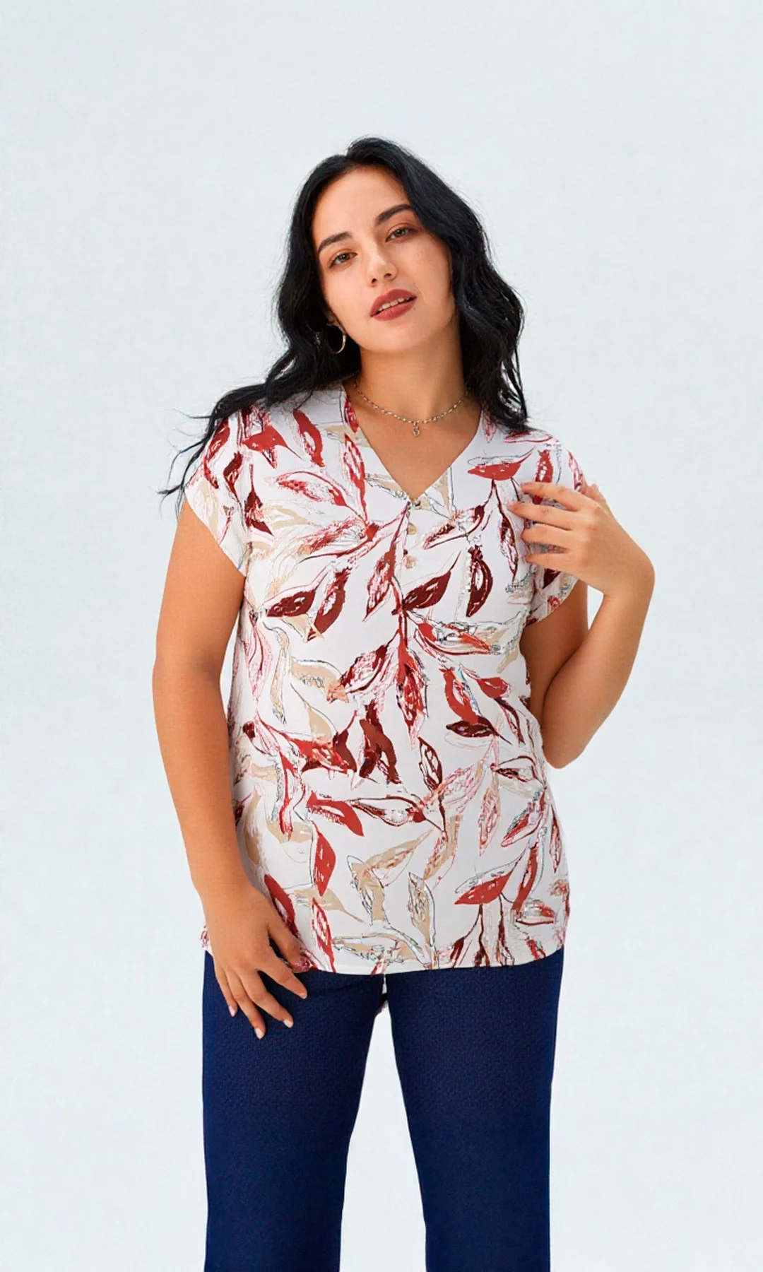 Blusa mujer manga corta estampada
