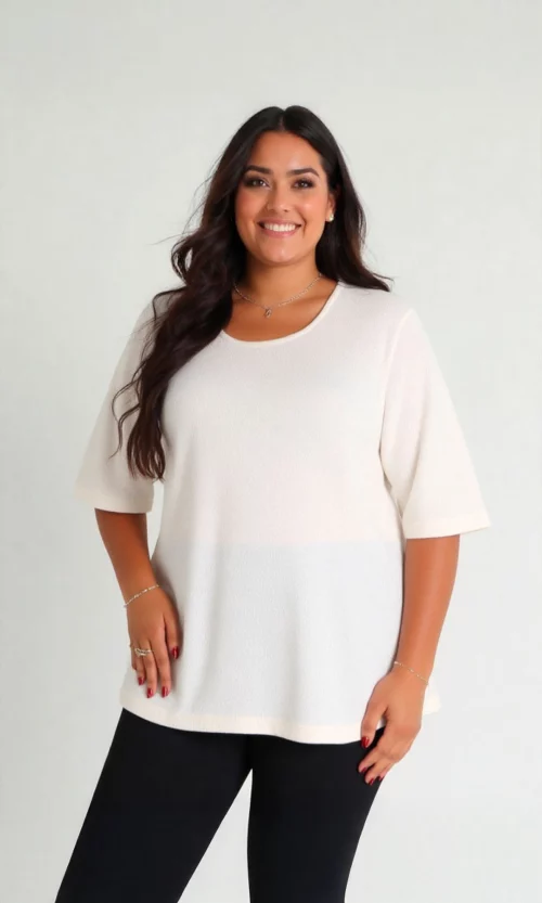 Camiseta mujer manga 3/4 unicolor