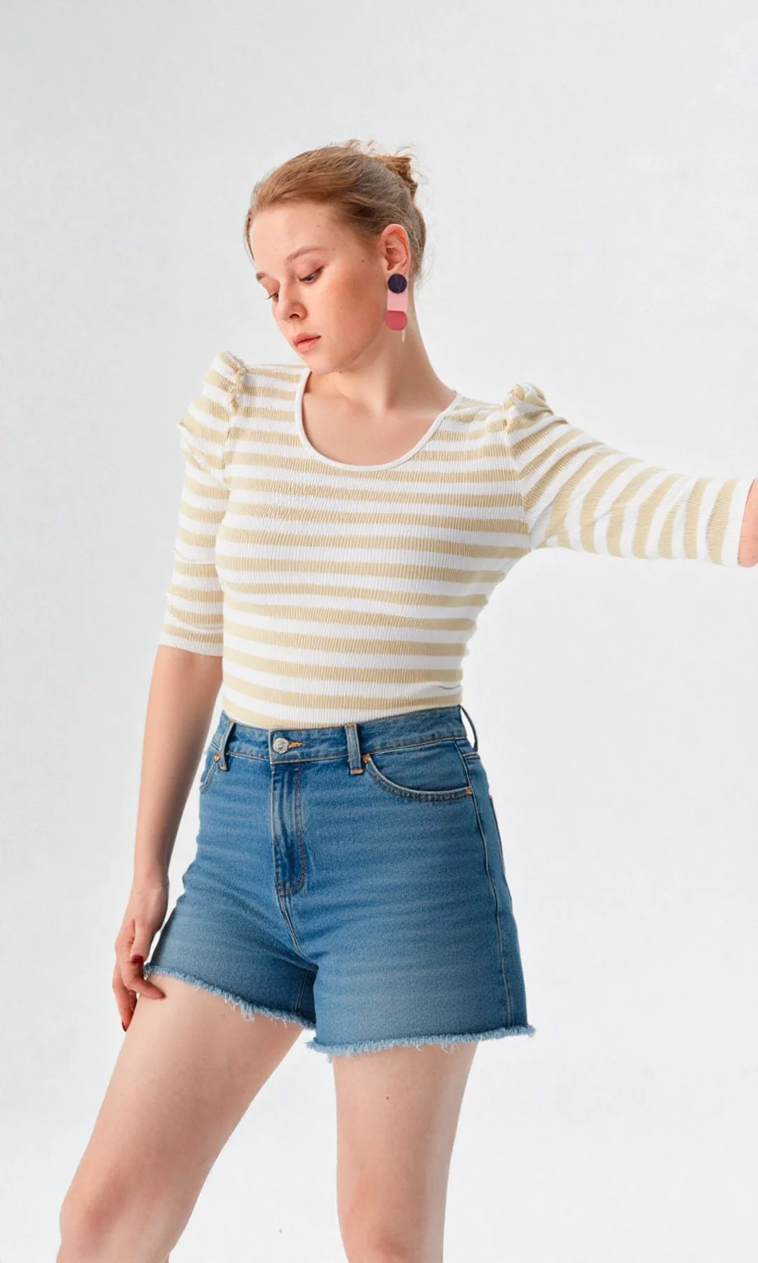 Camiseta mujer manga 3/4 rayas - Imagen 5