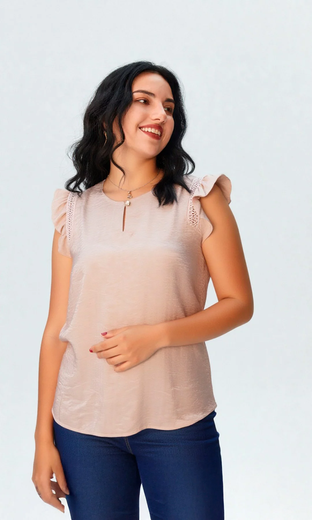 Blusa mujer manga sisa unicolor - Imagen 8