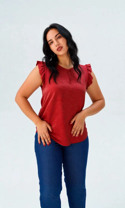 Blusa mujer manga sisa unicolor