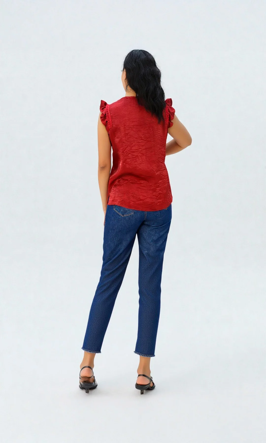 Blusa mujer manga sisa unicolor - Imagen 3