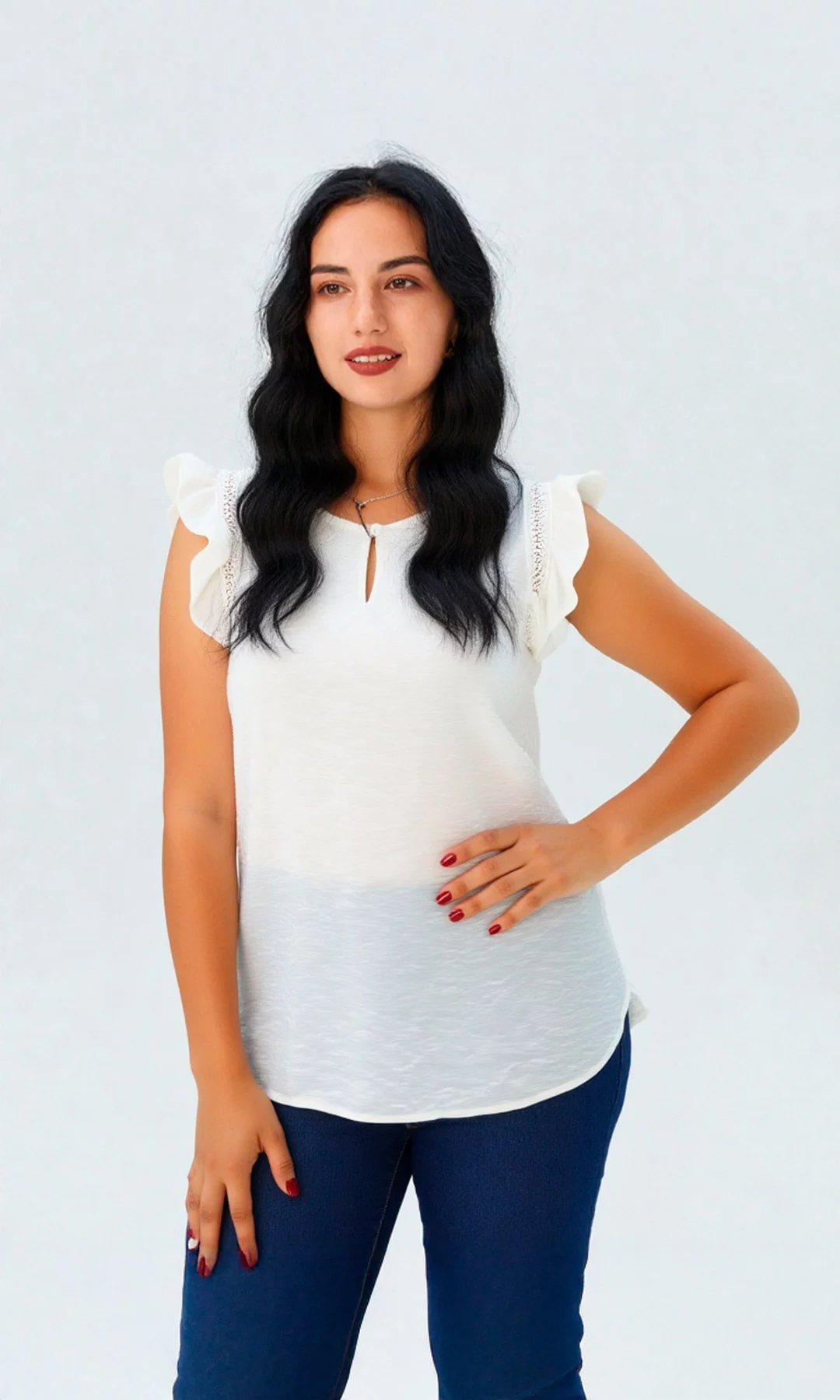 Blusa mujer manga sisa unicolor - Imagen 4