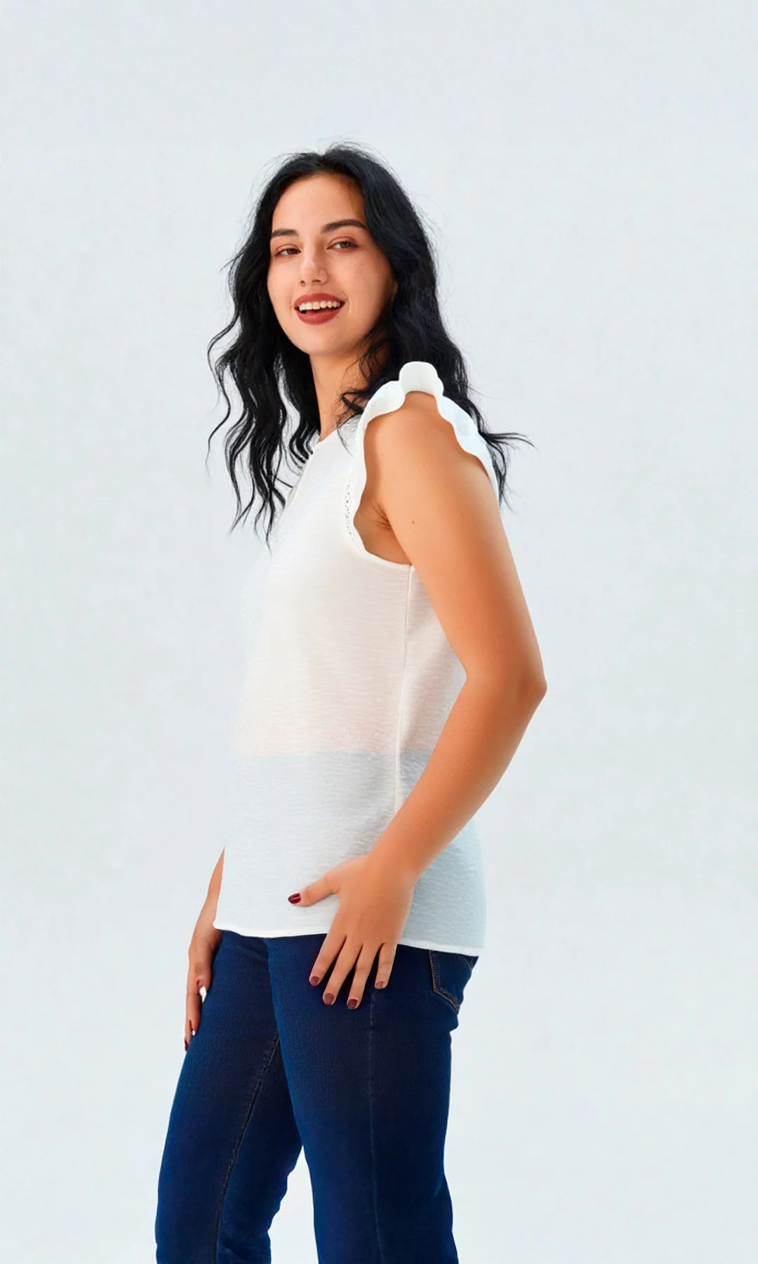 Blusa mujer manga sisa unicolor - Imagen 5