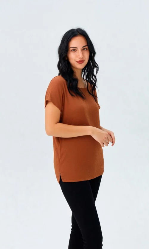Blusa mujer manga corta unicolor