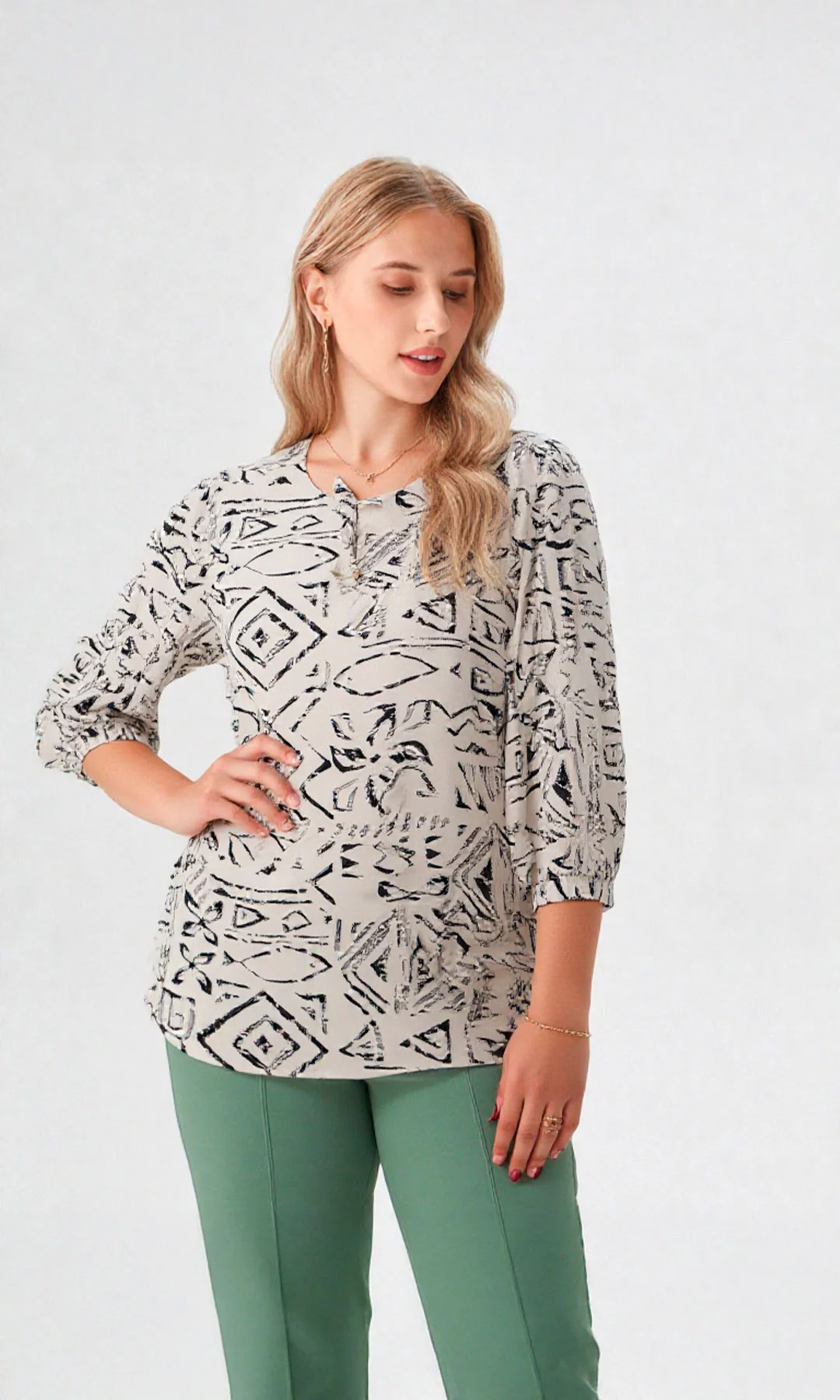 Blusa mujer manga 3/4 estampada - Imagen 9