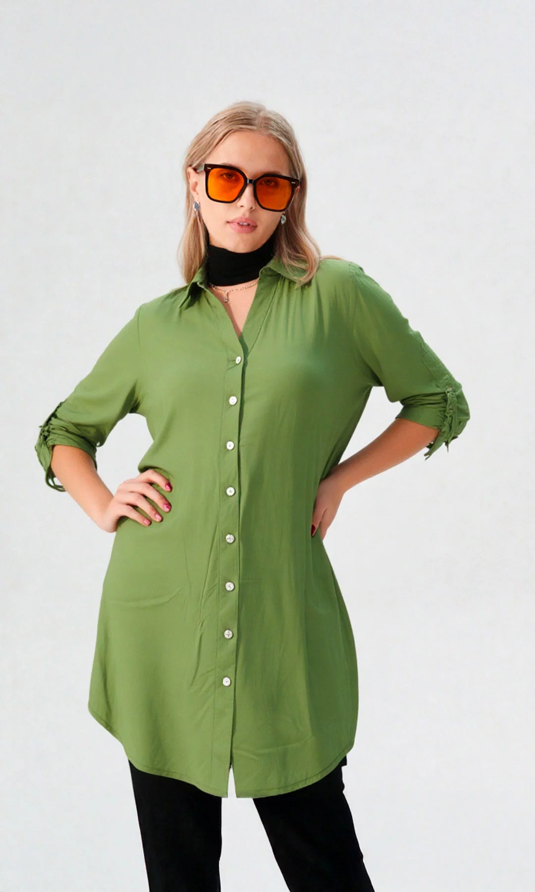 Blusa mujer manga 3/4 unicolor - Imagen 13