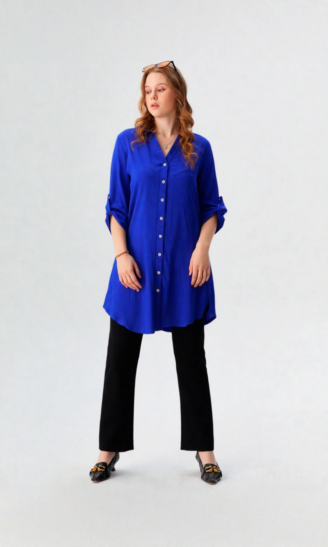 Blusa mujer manga 3/4 unicolor - Imagen 7