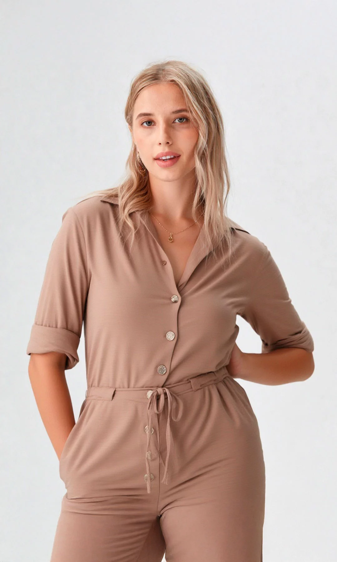 Enterizo mujer manga corta unicolor - Imagen 3