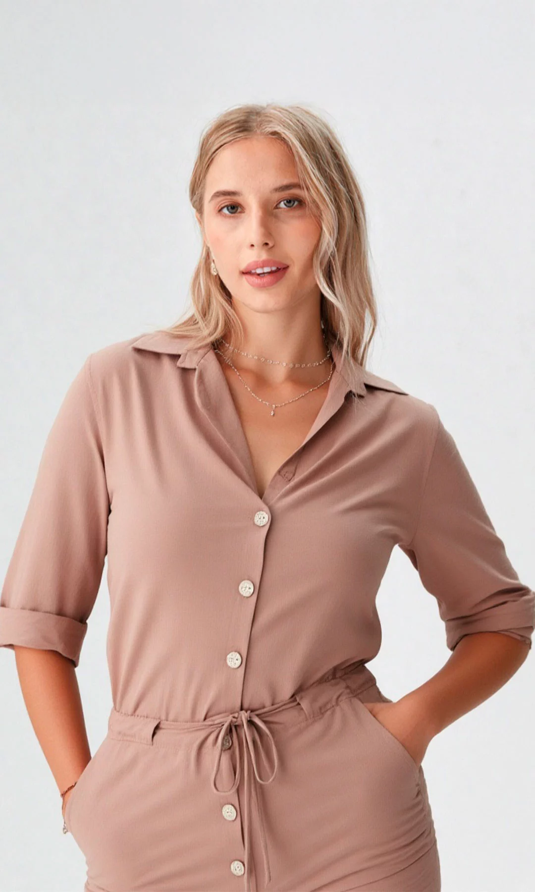 Enterizo mujer manga corta unicolor - Imagen 2