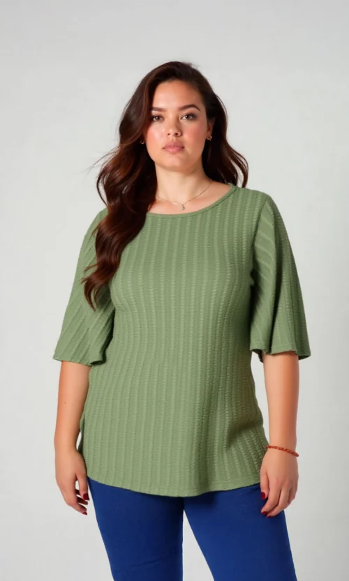 Camiseta mujer manga 3/4 unicolor