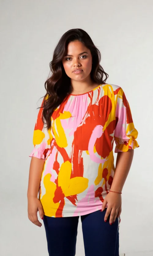 Blusa mujer manga corta estampada