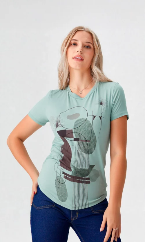 Camiseta mujer manga corta estampada