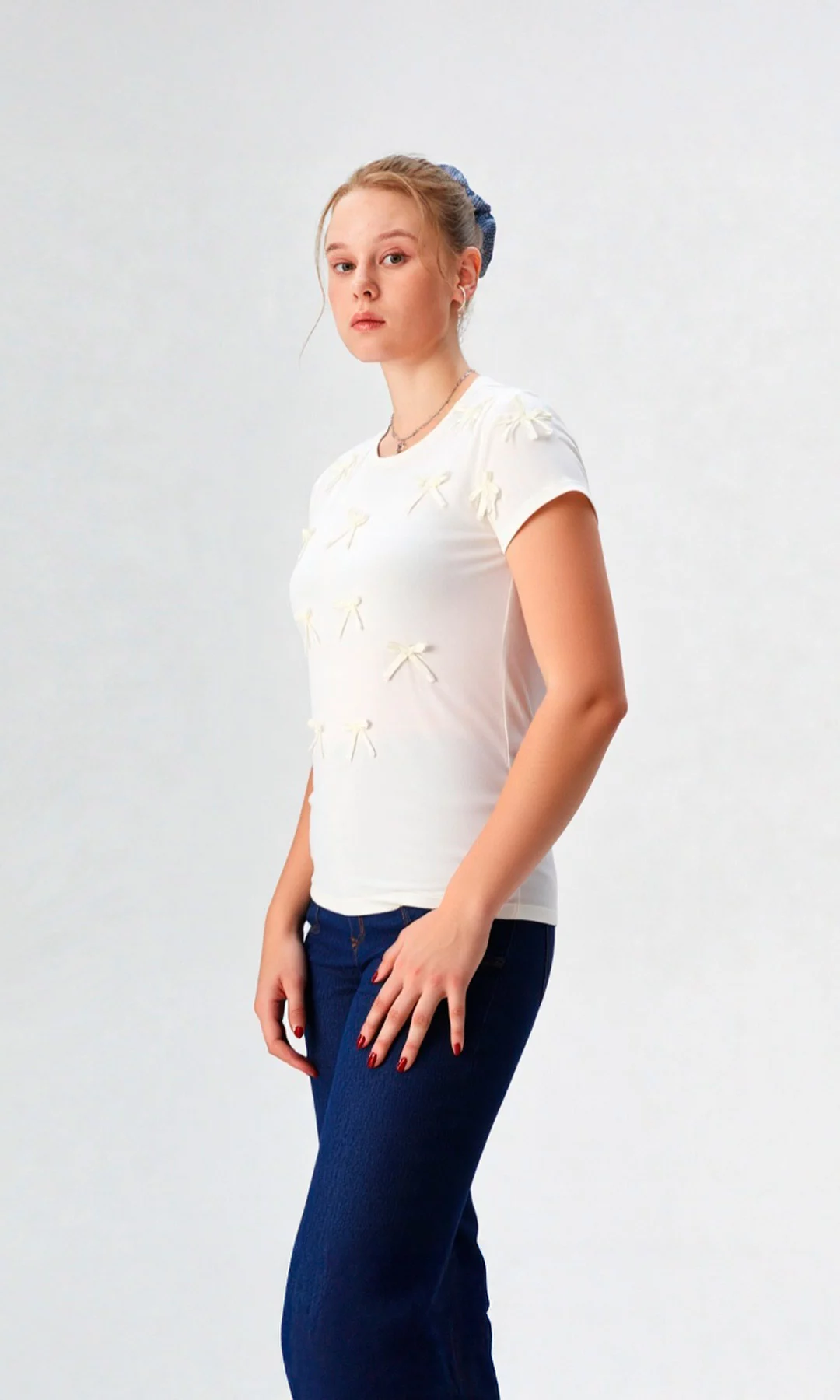 Camiseta mujer manga corta unicolor - Imagen 2