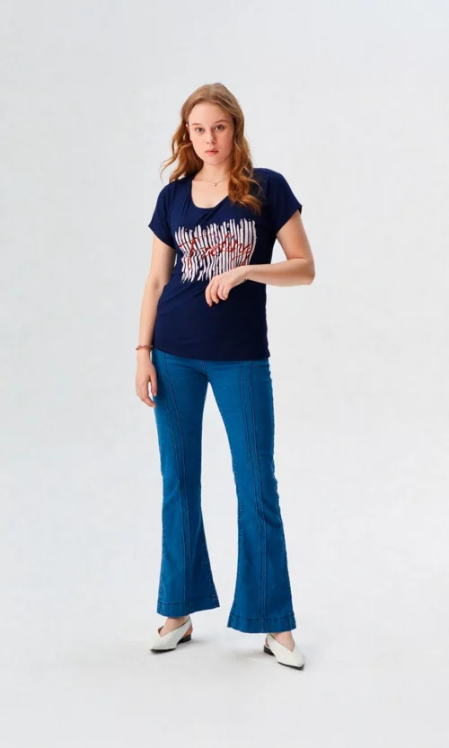 Camiseta mujer manga corta estampada