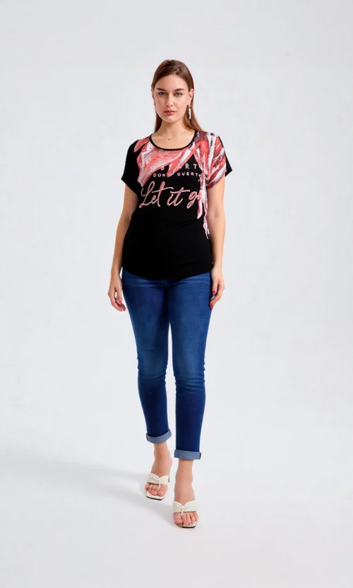 Camiseta mujer manga corta estampada